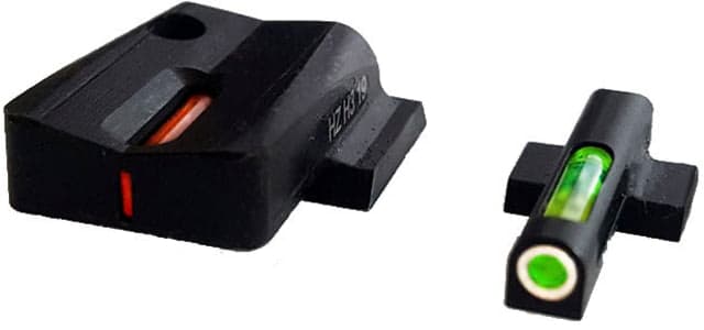 HiViz Litewave H3 Tritium/Litepipe Sight Set S&W Shield 9mm S&W .40 S&W .45 Black Green/Orange Litepipes w/ White Front Ring MPSN421