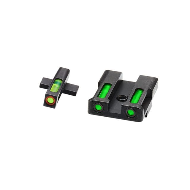 HiViz Litewave H3 Tritium/Litepipe Sight Set Springfield XD Springfield XDS Springfield XDE Springfield XD-M Black Green Litepipes w/ Orange Front