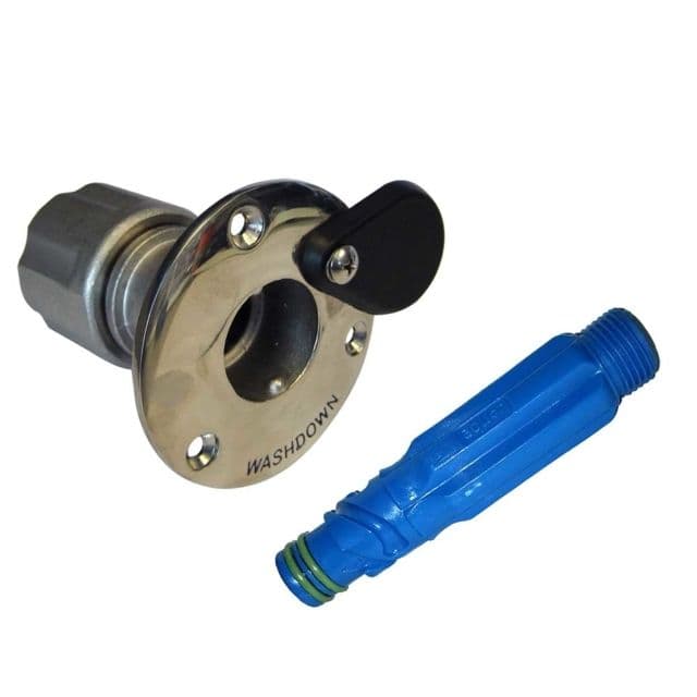 Jabsco Steel Quick-Release Hose Deck Mount Fitting and Hose Adapter Stainless