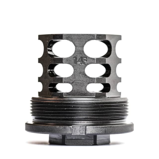 JMac Customs 360 14-1LH Muzzle Brake with Bravo Suppressor Mount Facemount X37 Black