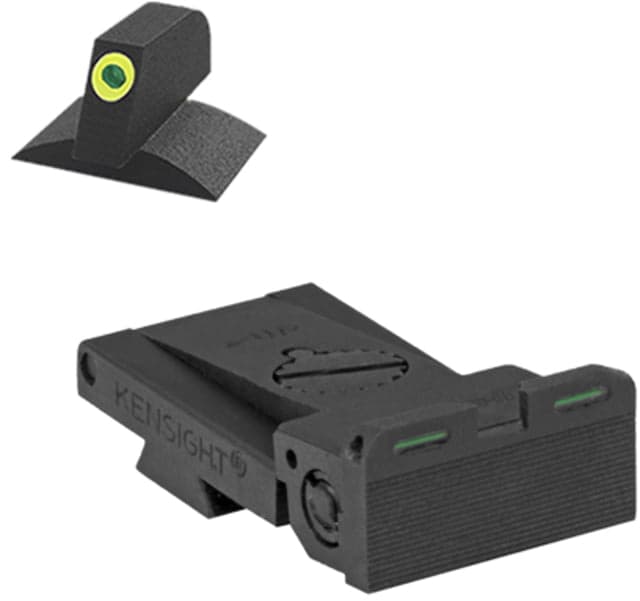 Kensight Bomar BMCS Beveled Blade Adjustable Target 1911 Rear Night Sight Set Green