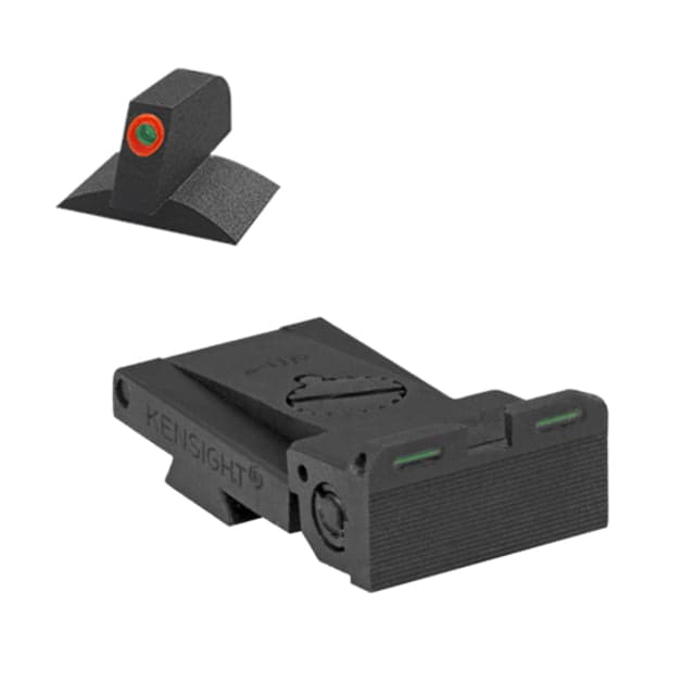 Kensight Bomar BMCS Rounded Blade Adjustable Target 1911 Rear Night Sight Set w/Tritium Bar-Dot-Bar Black