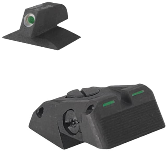 Kensight DAS Serrated Blade Adjustable Rear 1911 Night Sight Fully Adjustable Bar-Dot-Bar Tritium w/White Outlines Black