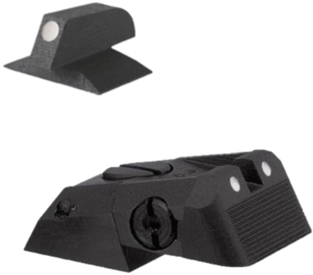 Kensight DAS Serrated Blade w/Artic White Dots Adjustable Rear 1911 Sight Black