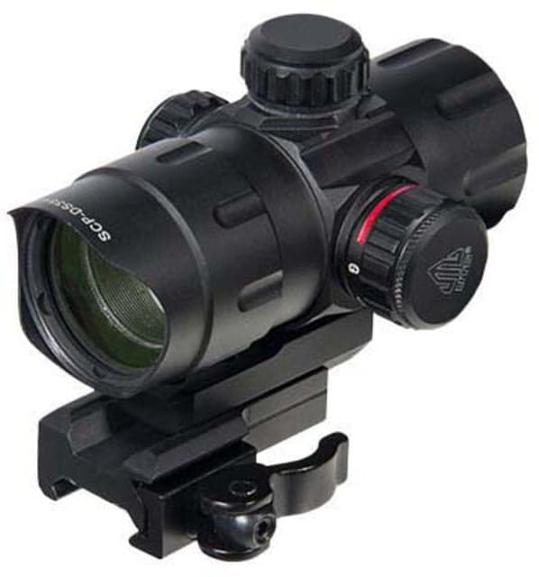 Leapers UTG 4.2in ITA 1x25mm Red/Green CQB Dot w/ QD Mount Riser Adaptor 4 MOA Dot Reticle Black