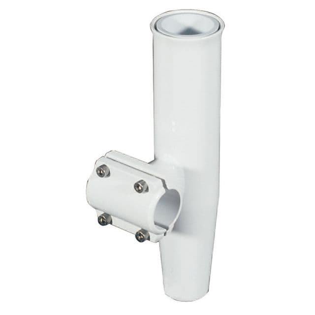 Lee's Tackle Clamp-On Rod Holder - White Aluminum - Horizontal Mount - Fits 1.050" O.D. Pipe