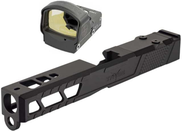 Leupold DeltaPoint Pro 6 MOA Dot Red Dot Sight Matte Black and TRYBE Defense Pistol Slide Glock 17 Gen 3 DeltaPoint Pro Cut Version 2 Black Cerakote