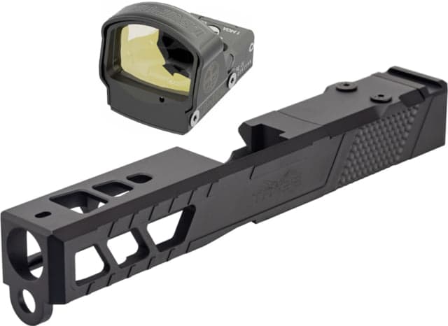 Leupold DeltaPoint Pro 6 MOA Dot Red Dot Sight Matte Black and TRYBE Defense Pistol Slide Glock 19 Gen 3 DeltaPoint Pro Cut Version 2 Black Cerakote