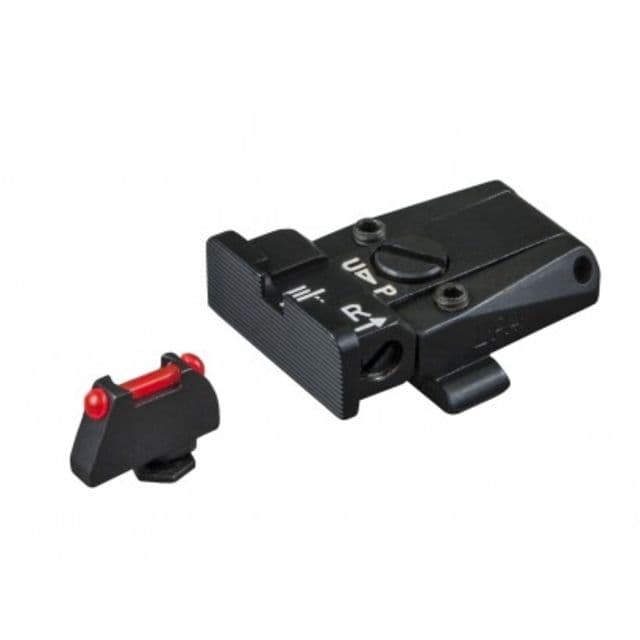 LPA SPR Adjustable Black Rear Red Fiber Optic Front Sight Set For Glock Black