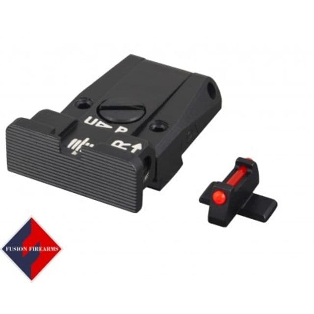 LPA SPR Adjustable Black Rear Red Fiber Optic Sight Set For Sig Sauer P229 and Springfield XD Black