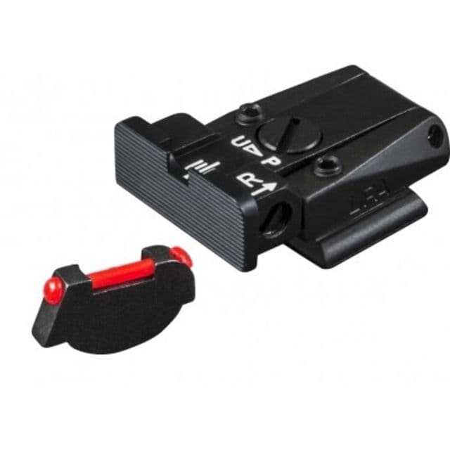 LPA SPR Adjustable Black Serrated Rear Red Fiber Front Sight Set For Ruger P85-P89 Black