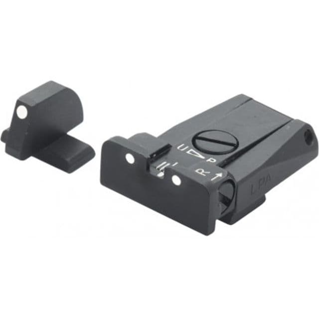 LPA SPR Adjustable White Dot Sight Set For Beretta Mod - Stock And Bridadier w/ Dovetail Front Sight Black