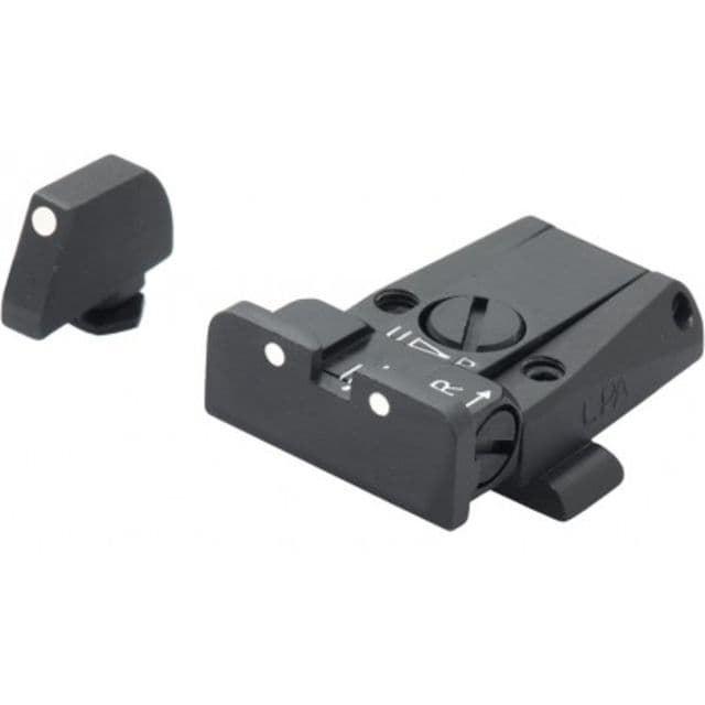 LPA SPR Adjustable White Dot Sight Set For Glock Black
