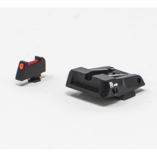 LPA SPS Fully Adjustable Black Target Rear Fiber Optic Front Sight Set For Glock 17-41 Black