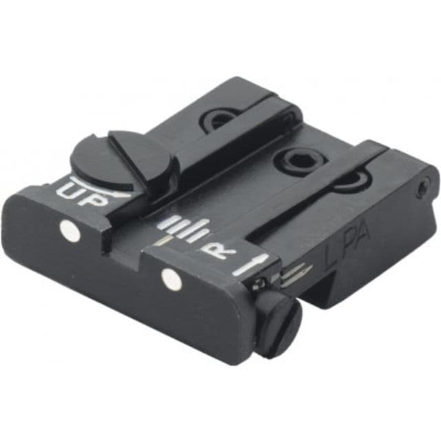 LPA TPU Adjustable Rear White Dot Sight Set For Ruger Cal22 Mark2 White Dot Sight Set Black