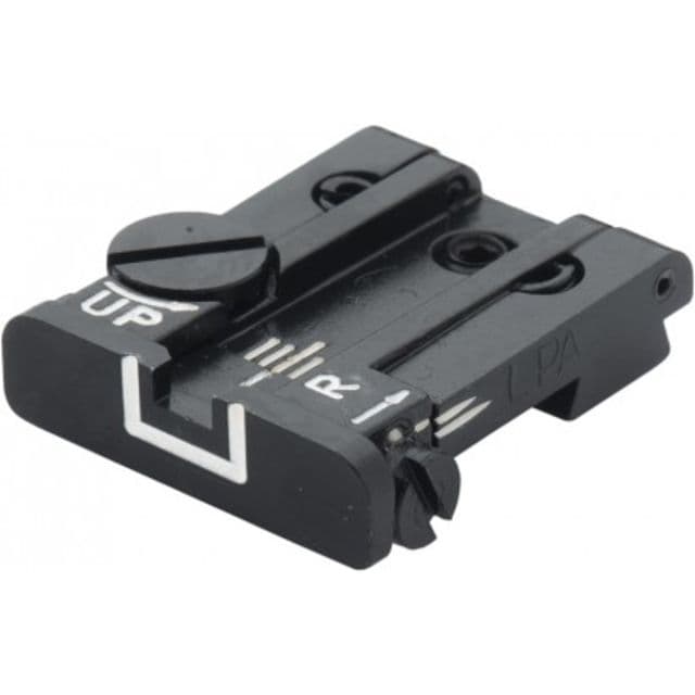 LPA TPU Adjustable Rear White Outline Sight Set For Browning High Power Vigilant Black