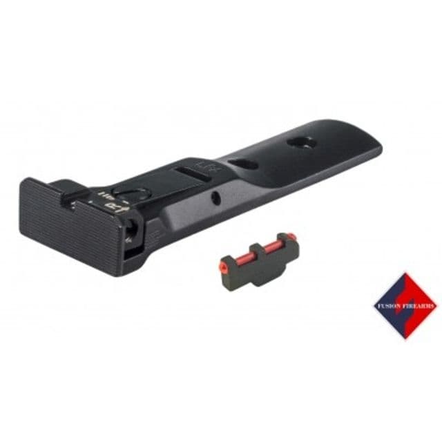 LPA TXT Fully Adjustable Black Serrated Rear Sight Set w/Fiber Optic Pin Style Front Sight For S&W Revolver Black