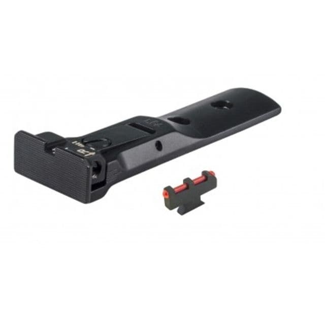LPA TXT Fully Adjustable Rear Black Serrated Sight w/Fiber Optic Front For S&W Revolver Silver