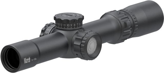 March Scopes Tactical Turret 1-10x24mm Rifle Scopes 30mm Tube Second Focal Plane MTR-4 Reticle Black D10V24TIMTR-4 Reticle