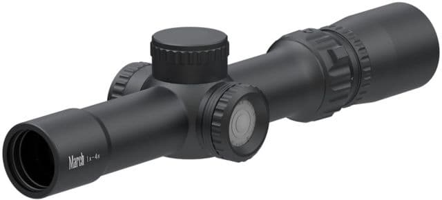 March Scopes Normal Turret 1-4x24mm LPVO Rifle Scope 30mm Tube First Focal Plane FD-1 Reticle Black D4V24IMLFD-1 Reticle