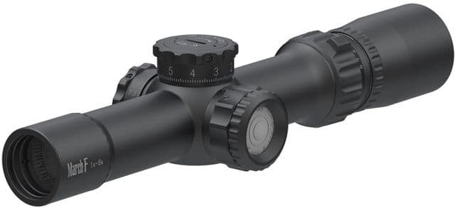 March Scopes Tactical Turret 1-8x24mm LPVO Rifle Scopes 30mm Tube First Focal Plane FMC-1 Reticle Black D8V24FIMLFMC-1 Reticle