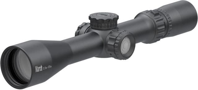 March Scopes Tactical Turret Illuminated 2.5-25x42mm Rifle Scopes 30mm Tube Second Focal Plane MTR-4 Reticle Black D25V42TIMTR-4 Reticle