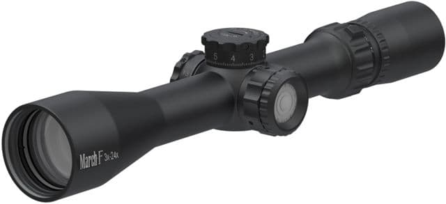 March Scopes Tactical Turret Illuminated 3-24x42mm Rifle Scope 30mm Tube First Focal Plane FML-1 Reticle Black D24V42FIMLFML-1 Reticle