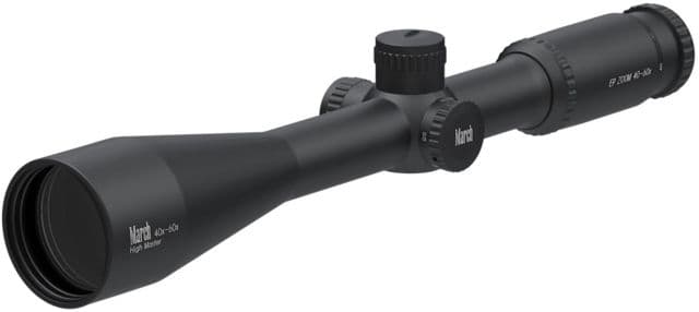 March Scopes Normal Turret High Master 40-60x52mm Rifle Scope 30mm Tube Second Focal Plane 3/32 MOA Dot Reticle Black DE0153