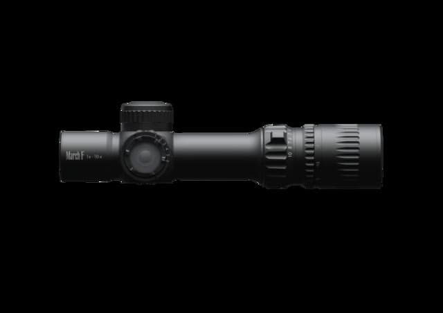 March Scopes 1-10x24mm Normal Turret Shorty Rifle Scopes 30mm Tube First Focal Plane DR-1 Reticle Black D10SV24FDIMLNDR-1 Reticle