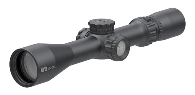 March Scopes Tactical Turret Illuminated 2.5-25x42mm Rifle Scopes 30mm Tube Second Focal Plane MTR-3 Reticle Black D25V42TIMTR-3 Reticle