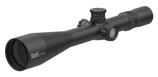 March Scopes Tactical Turret Illuminated 8-80x56mm Rifle Scope 34mm Tube Second Focal Plane MTR-3 Reticle Black D80V56TIMTR-3 Reticle