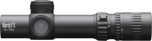 March Scopes March-FX Dual Normal 1-10x24mm LPVO 30mm Tube Rifle Scope First Focal Plane DR-TR1FB Reticle Black D10SV24FDIMLN34-DR-TR1FB
