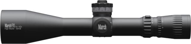 March Scopes March-FX High Master Wide Angle 5-42x56mm 34mm Tube Rifle Scope First Focal Plane FML-MT Reticle Black D42HV56WFML-G2-FML-MT