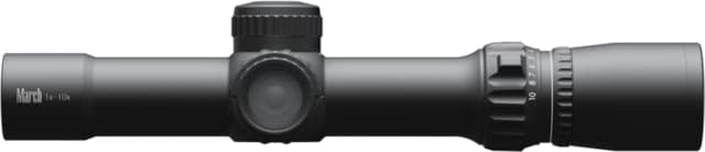 March Scopes Normal Turret 1-10x24mm Rifle Scope 30mm Tube Second Focal Plane MTR-5 Reticle MOA Black D10V24IMTR-5 Reticle