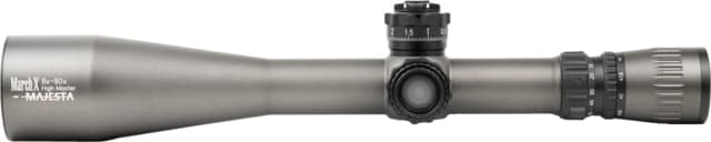 March Scopes High Master Wide Angle Majesta 8-80x56mm Rifle Scope Mil 34mm Tube Second Focal Plane W-Dot Reticle Dark grey body with black turrets