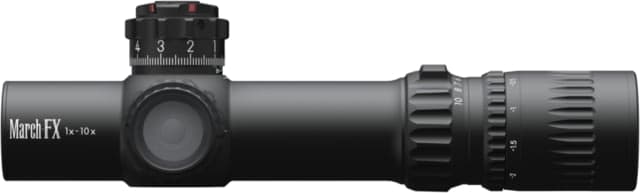 March Scopes Shorty 1-10x24mm Riflescope With Shuriken Lockable Turrets 34mm Tube Dual FFP+SFP DR-1F Reticle Black D10SV24FDIMLXDR-1F Reticle