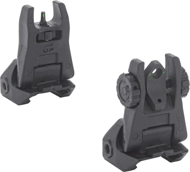 Meprolight MEPRO FUBS - Self-Illuminated Folding Back-Up Rifle Sights 2 Dot Rear / 1 Dot Front Black
