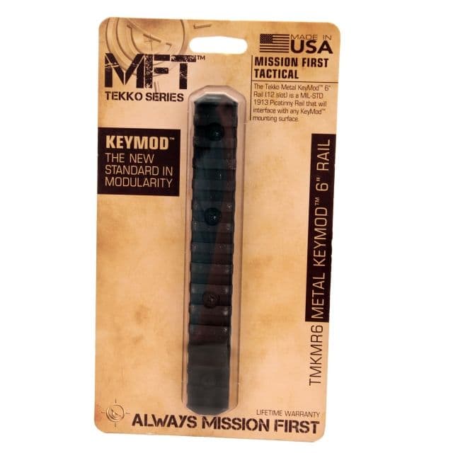 Mission First Tactical MFT TEKKO Metal KeyMod Rail 6 Inch 12 Slot Black
