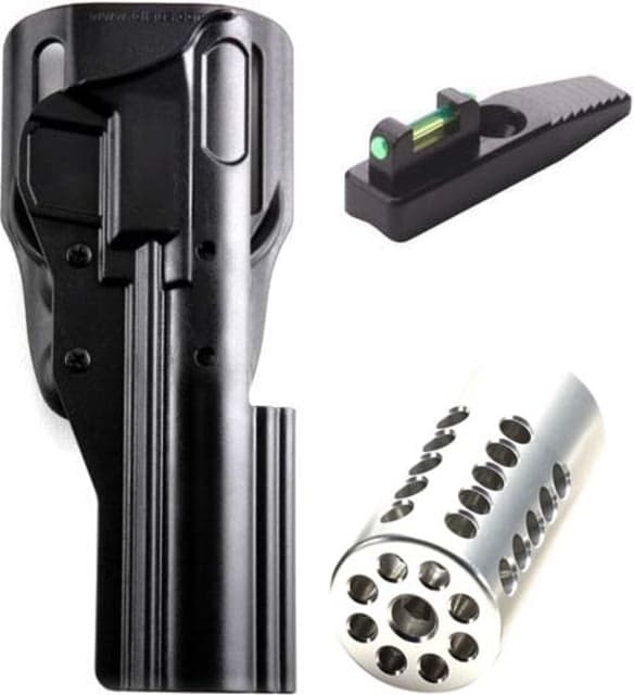 MK Series Holster with .365 in Fiber Optic Green Sight and 1in Pac-Lite Compensator Silver