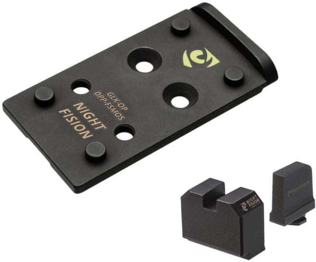 Night Fision Romeo Zero Adapter Plate Glock Mos + Blacked Out Sights Combo Black