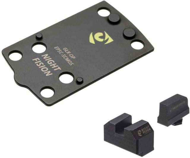 Night Fision Holosun EPS Carry Adapter Plate Glock Mos + Blacked Out Sights Combo Black