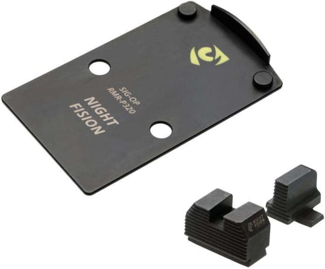 Night Fision RMR Cut/507c Holosun Adapter Plate + Blacked Out Sights Combo Black