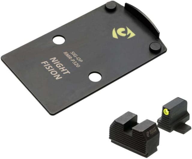 Night Fision RMR Cut/Holosun 507c Adapter Plate + Tritium Ylw Front Sight Combo Black