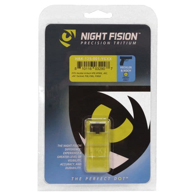 Night Fision Perfect Dot Front Night Sights for HK Yellow Front w/ Green Tritium fits VP9 VP9SK .45C .45C Tactical P30 P30L P