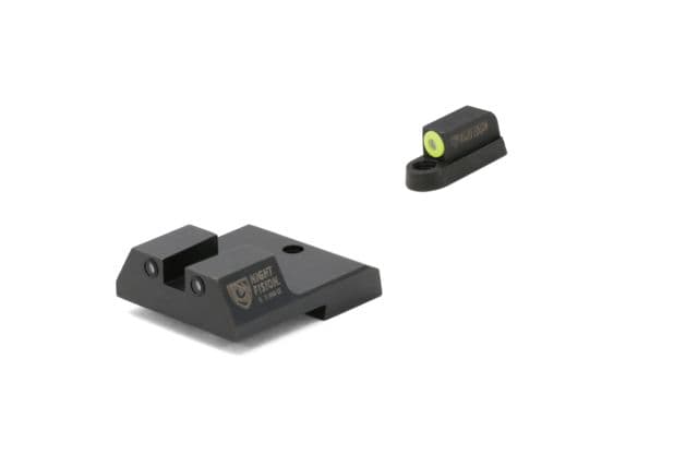 Night Fision Perfect Dot Front Night Sights w/ Square Notch Rear for CZ-USA Yellow Front w/ Green Tritium - Black Rear w/ Gree fits P-10