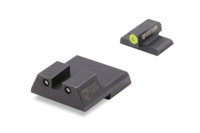 Night Fision Perfect Dot Front Night Sights w/ Square Notch Rear for HK Yellow Front w/ Green Tritium - Black Rear w/ Gree fits VP9 VP9SK .45C .45C