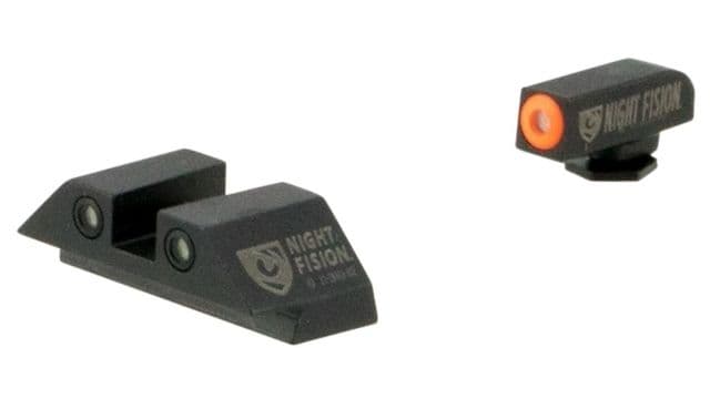 Night Fision Perfect Dot Night Sight Set w/Front Square Rear Orange Front w/Green Tritium Black Rear w/Green T Fits Glock 20/21/29/30/36/40/41