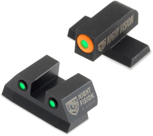 Night Fision Perfect Dot Night Sight Set w/Front Square Rear Orange Front w/Green Tritium Black Rear w/Green T Fits Sig Sauer 9mm & .357 P-Series