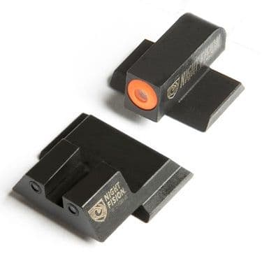 Night Fision Perfect Dot Night Sight Set w/Front Square Rear Orange Front w/Green Tritium Black Rear w/Green T Fits Smith & Wesson M&P/M&P M2.0/SD9