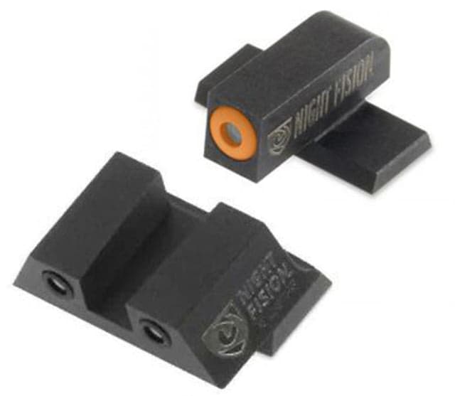 Night Fision Perfect Dot Night Sight Set w/Front Square Rear Orange Front w/Green Tritium Black Rear w/Green T Fits Springfield XD-S & XD-E